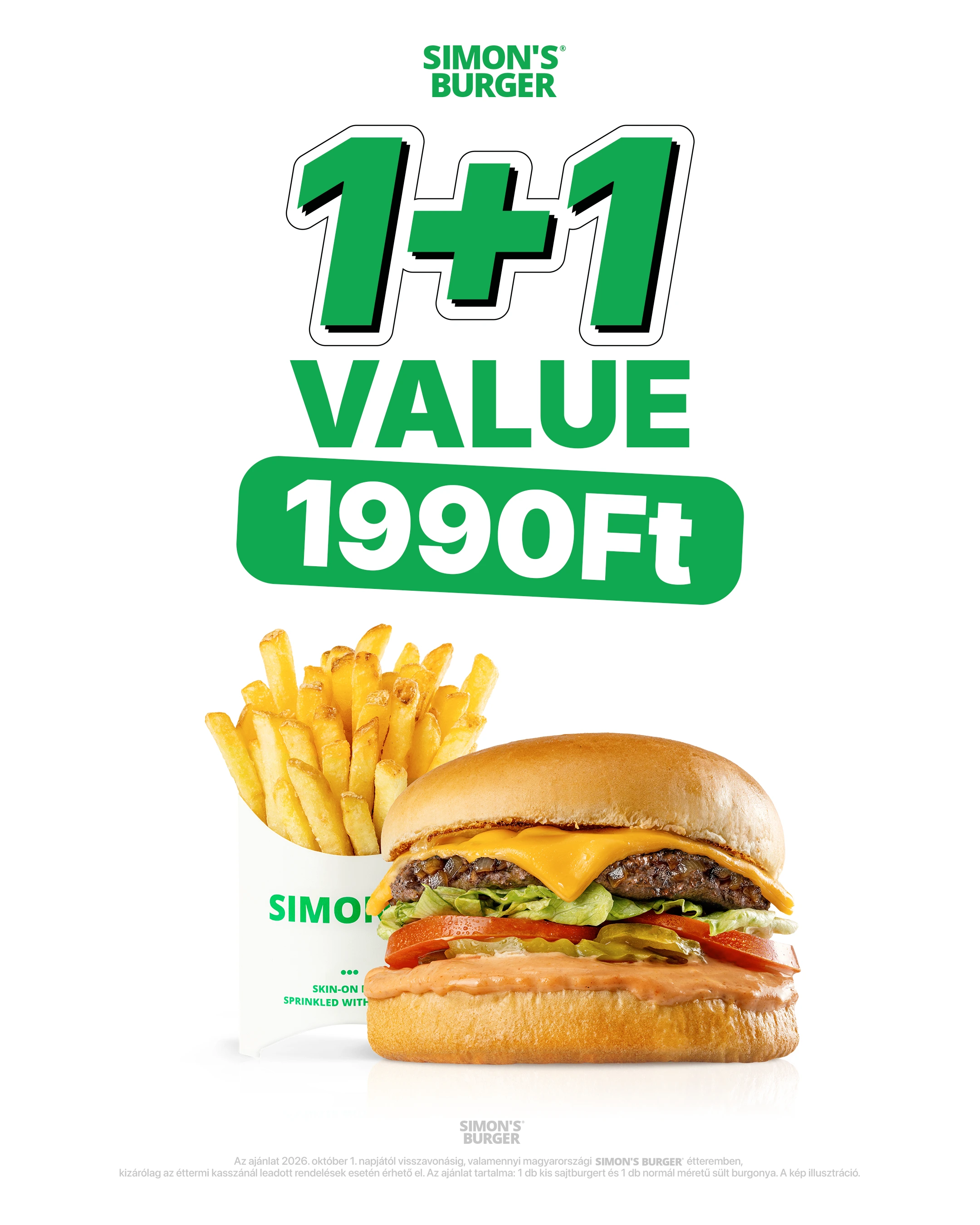 1+1 Value, Small Cheeseburger és sült krumpli 1990 forintért