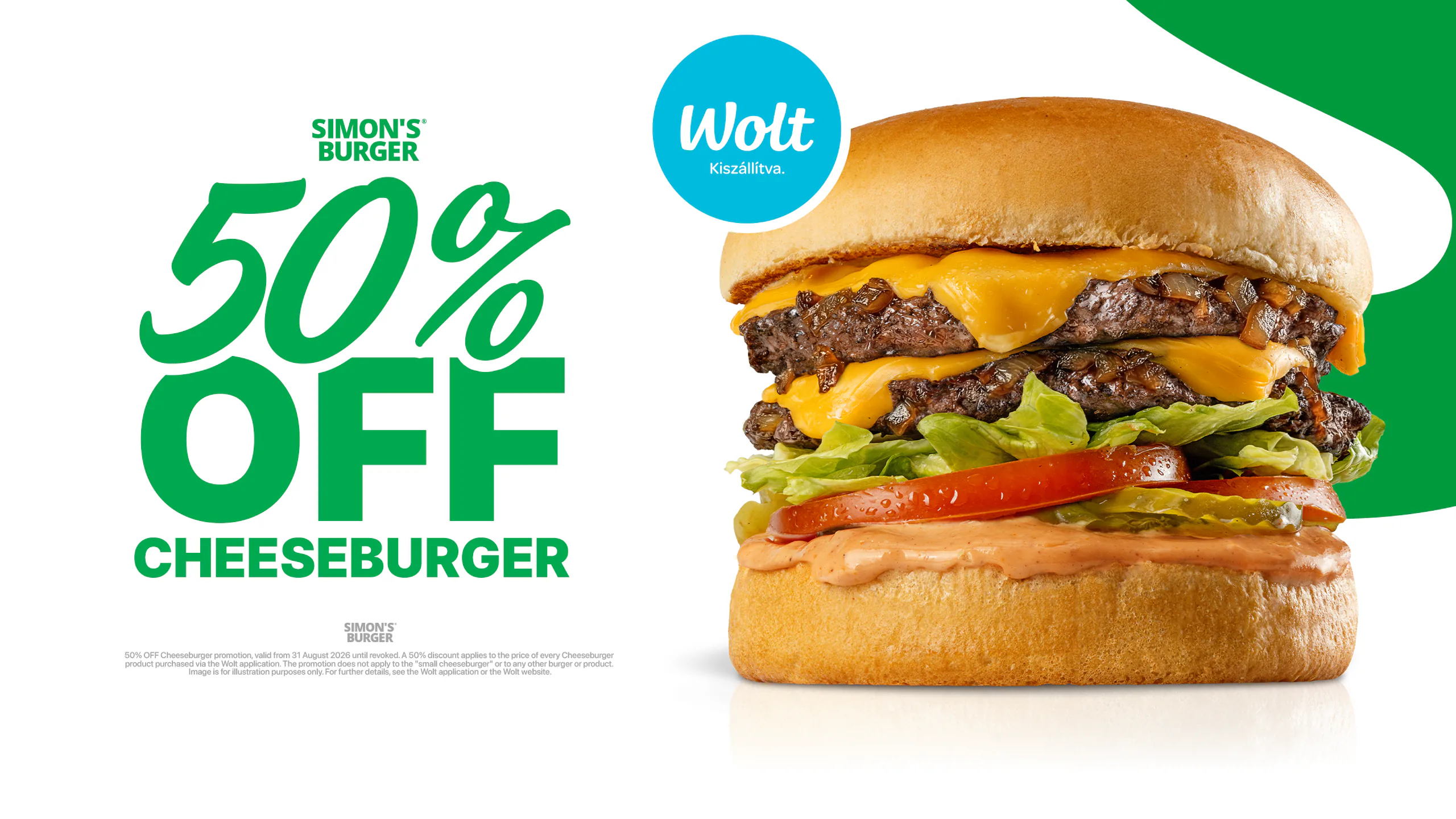 50% OFF Cheeseburger a Wolt applikációban